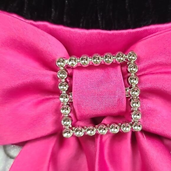 Girls Formal Dress Black Velvet Hot Pink Silver Glitter Flower Girl Occasion 7 - Picture 6 of 12
